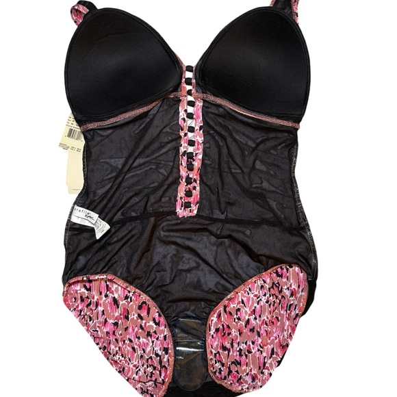 PROFILE BY GOTTEX PRETTY WILD D-CUP V-NECK SHIRRED ONE PIECE SWIMSUIT Size 16D - Picture 11 of 16